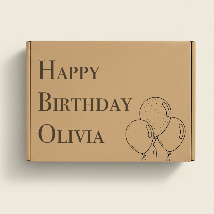 Happy Birthday Custom Name Gift Box For Build a Box Section Only. Perfect for every occasion.