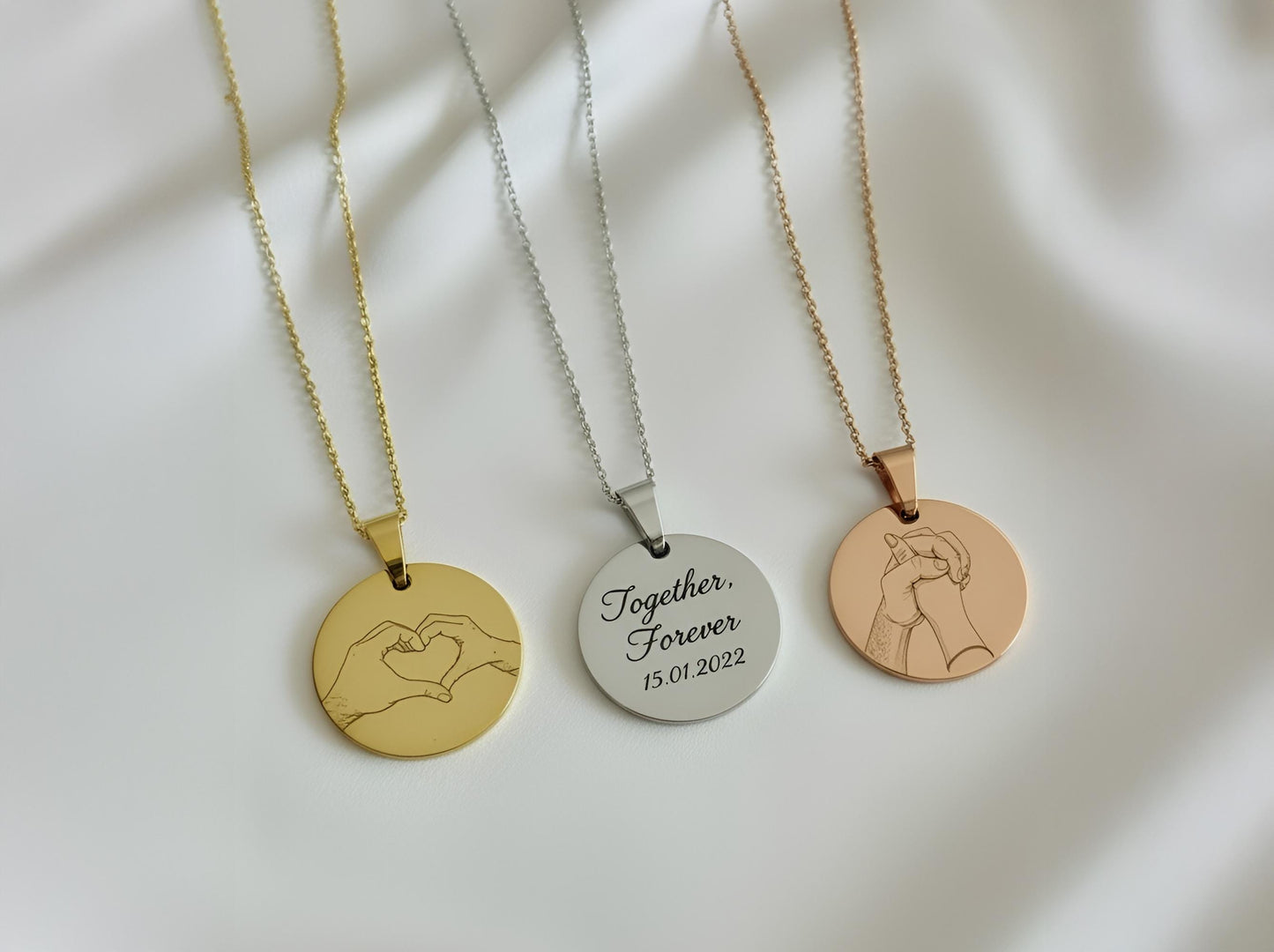 Personalized Photo and Text Necklace | Minimalist Pendant Gift for Her | Couple Jewelry for Anniversary