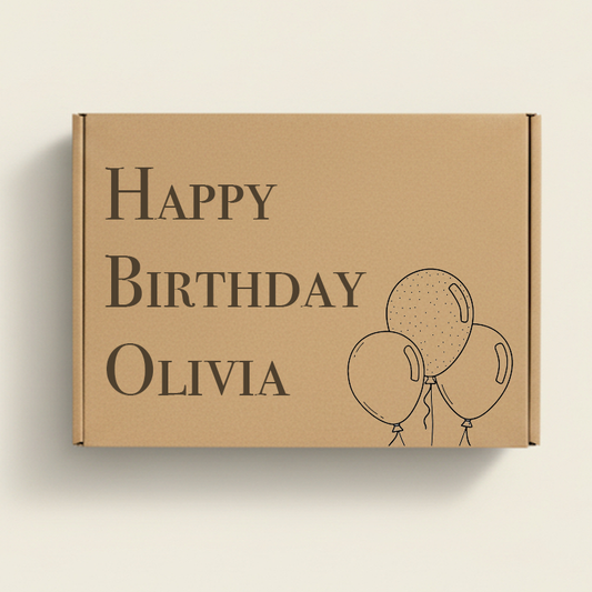 Happy Birthday Custom Name Gift Box For Build a Box Section Only. Perfect for every occasion.