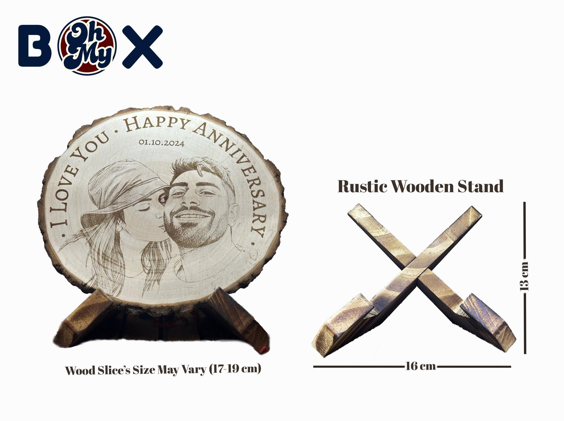 Custom Engraved Wood Slice | Rustic Handmade Pine Wood Keepsake  | Personalized Photo & Text