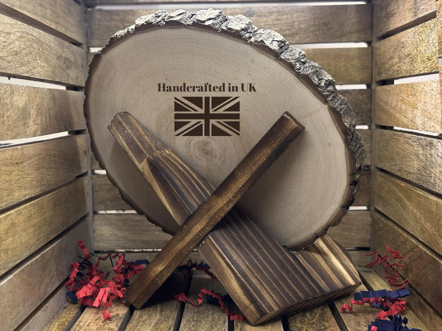 Custom Engraved Wood Slice | Rustic Handmade Pine Wood Keepsake  | Personalized Photo & Text | Made in UK