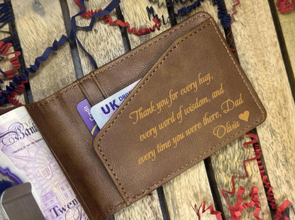Personalized Faux Tan Leather Slim Wallet | Custom Photo & Text Engraved Wallet