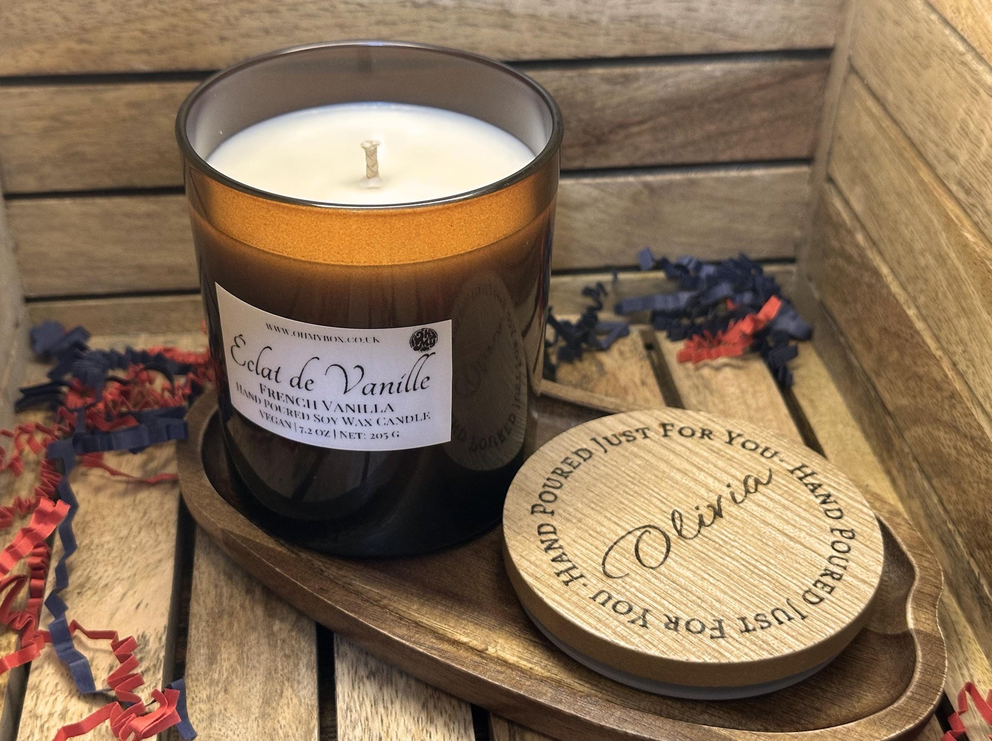 Éclat de Vanille Luxury Candle | Personalized Engraved Lid | Hand-poured Vegan Soy Wax |