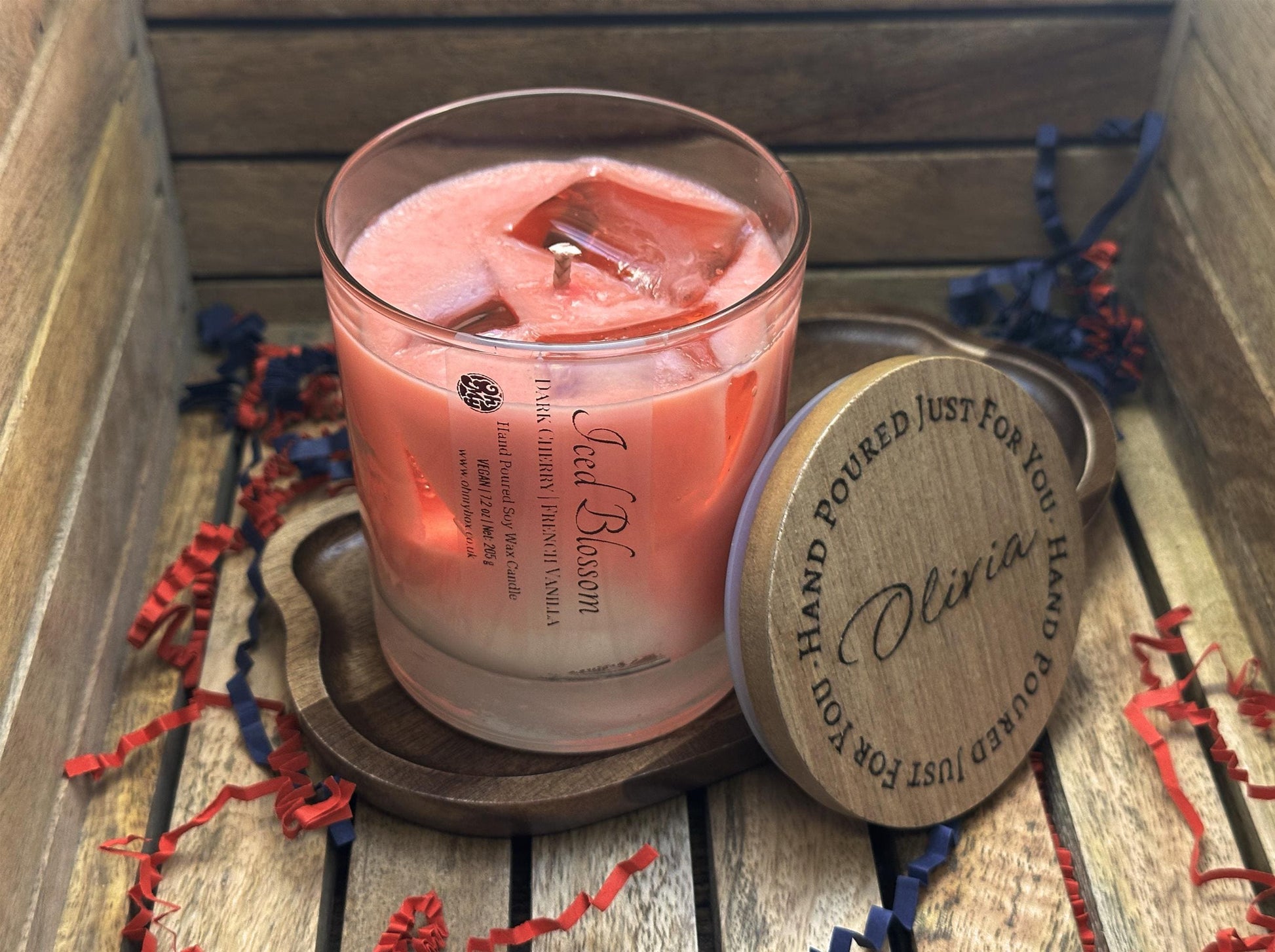 Iced Blossom Luxury Candle | Personalized Engraved Lid | Hand-poured Vegan Soy Wax