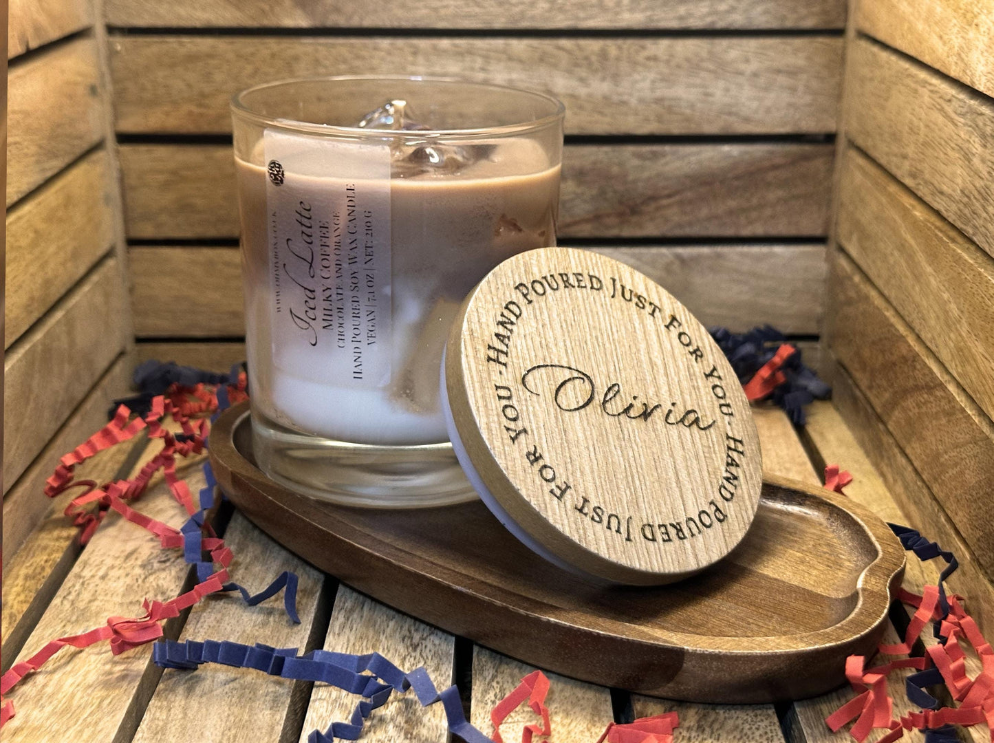 Iced Latte Luxury Candle | Personalized Engraved Lid | Hand-poured Vegan Soy Wax |