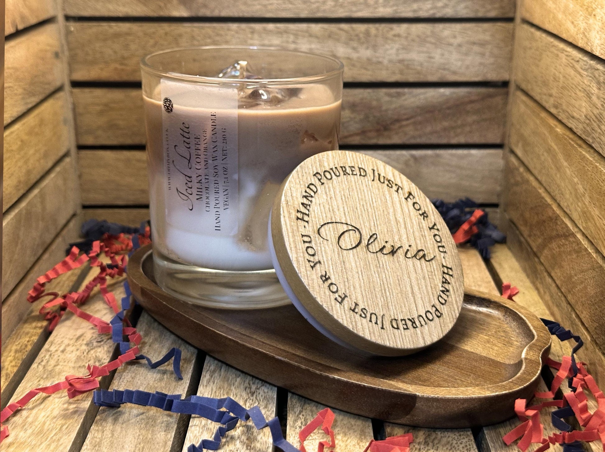 Iced Latte Luxury Candle | Personalized Engraved Lid | Hand-poured Vegan Soy Wax |