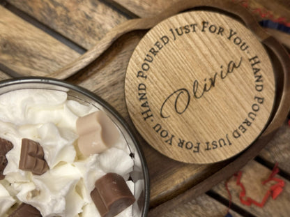 Hot Chocolate Luxury Candle | Personalized Engraved Lid | Hand-poured Vegan Soy Wax |