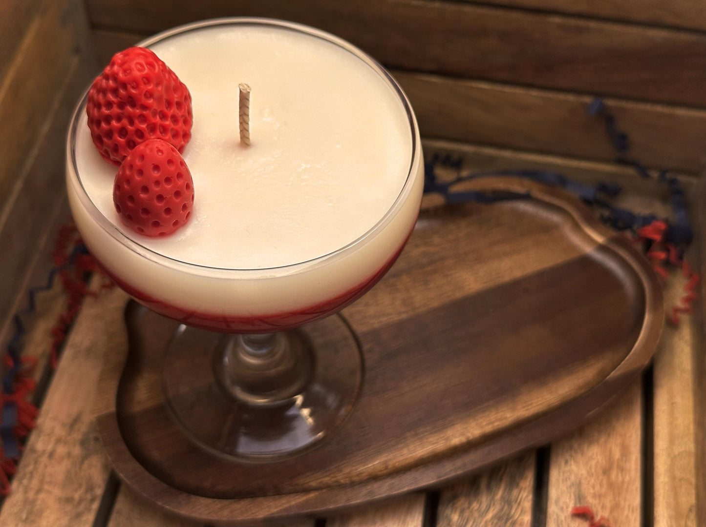 Strawberry Daiquiri Cocktail Luxury Candle | Miniature Reusable Cocktail Glass | Hand-poured Vegan Soy Wax |