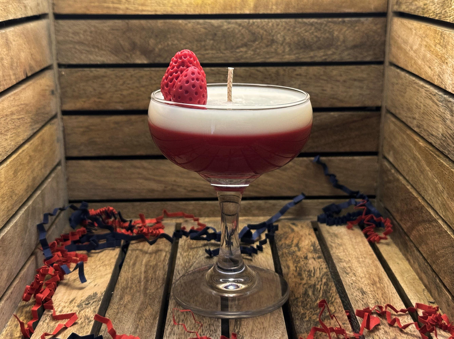 Strawberry Daiquiri Cocktail Luxury Candle | Miniature Reusable Cocktail Glass | Hand-poured Vegan Soy Wax |