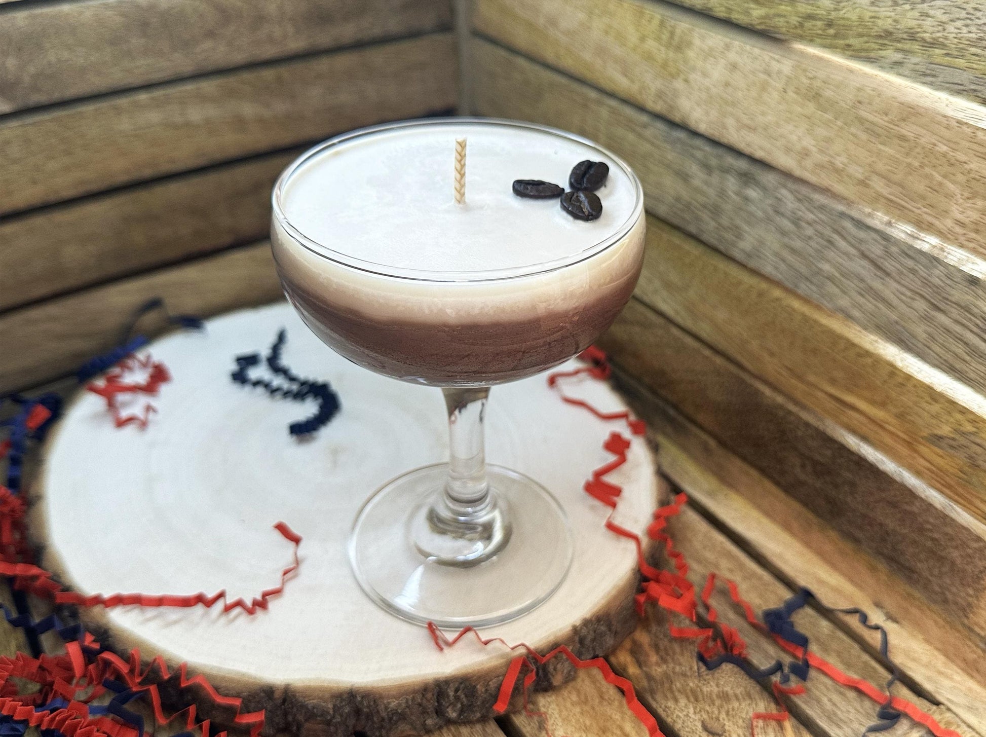 Espresso Martini Cocktail Luxury Candle | Miniature Reusable Cocktail Glass | Hand-poured Vegan Soy Wax |