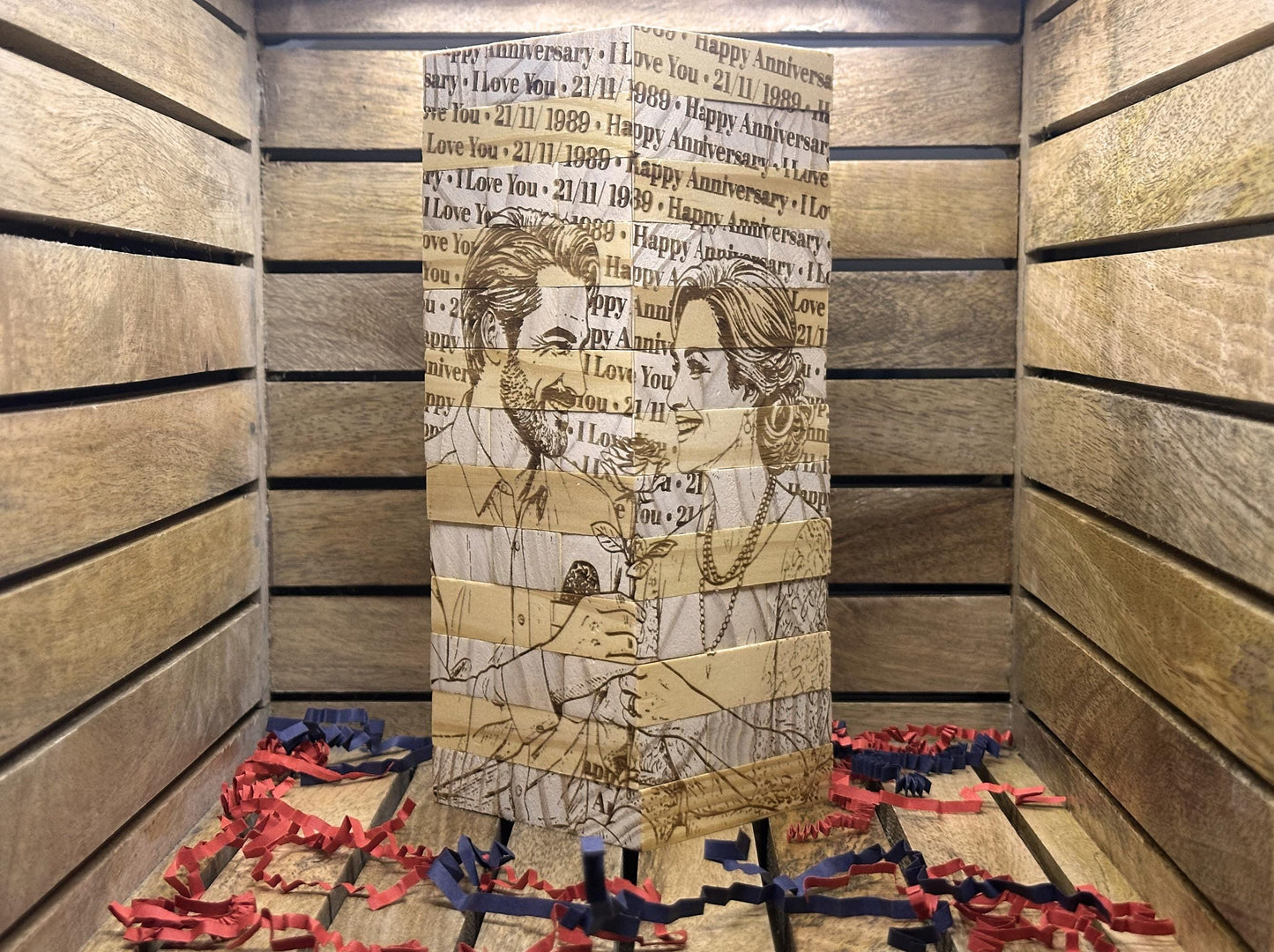 Personalized Photo Tumbling Tower Puzzle | Engraved Wooden Keepsake