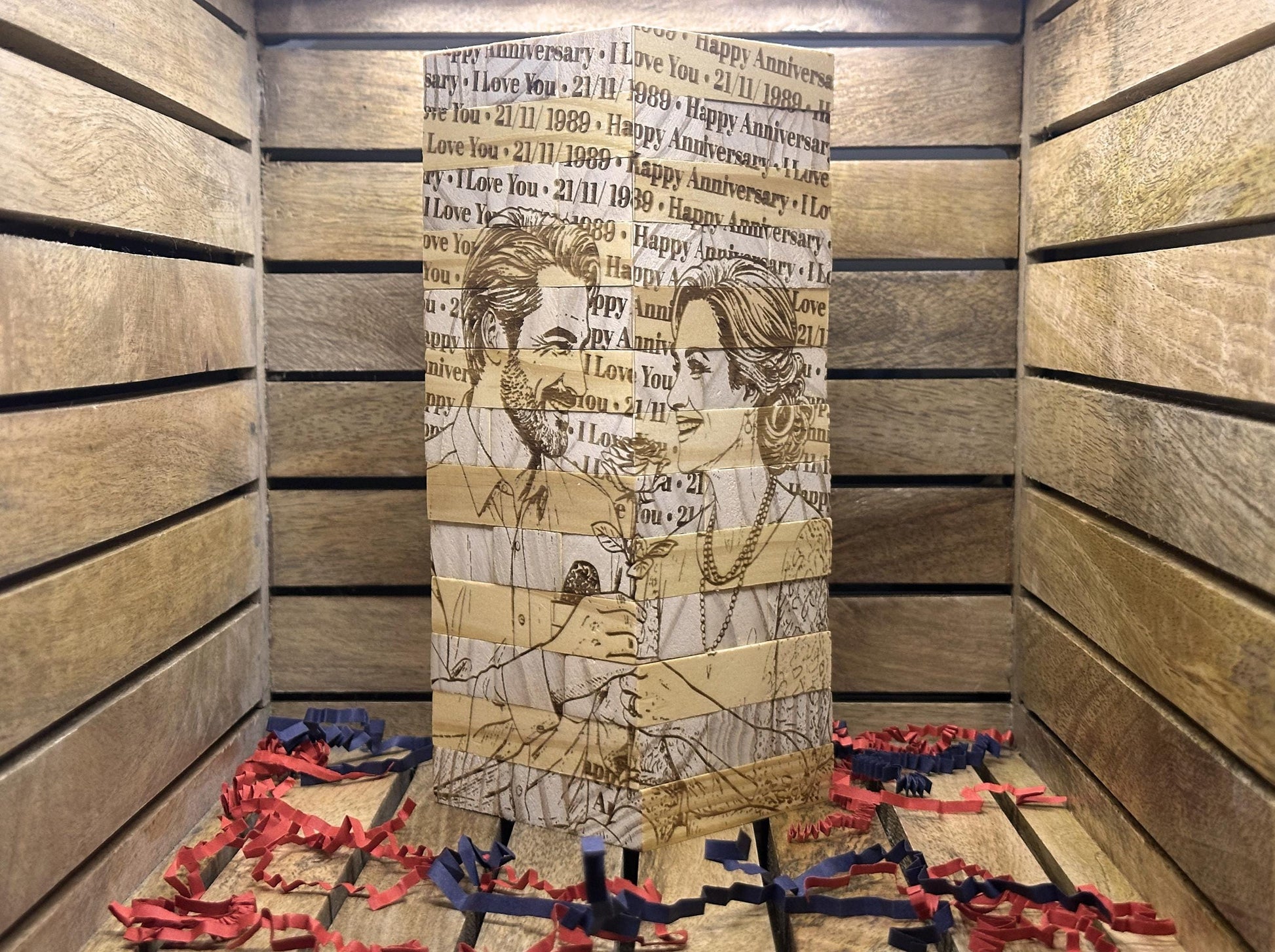 Personalized Photo Tumbling Tower Puzzle | Engraved Wooden Keepsake