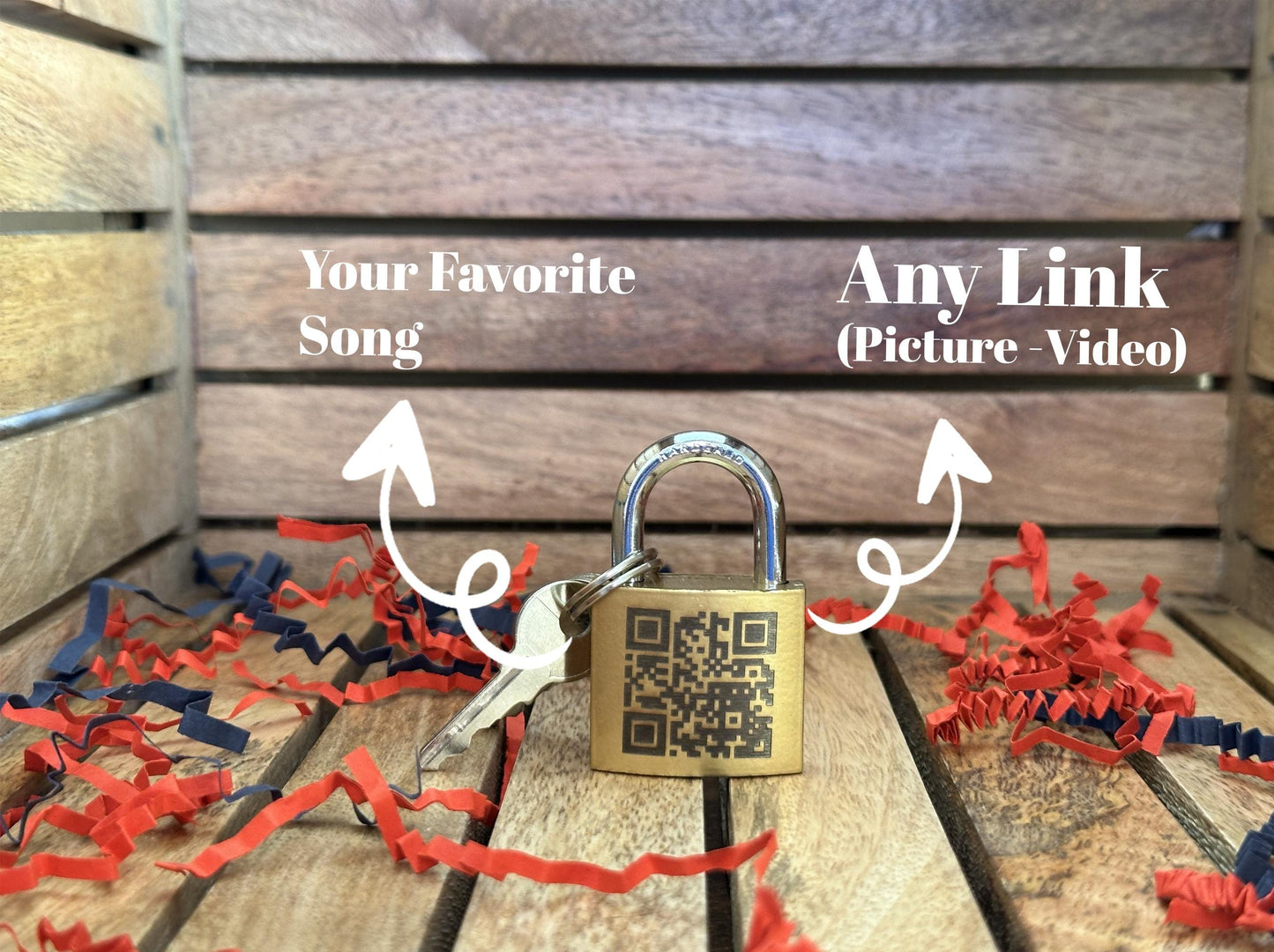 Personalized QR Code Love Lock, Engraved Metal Padlock, Anniversary Gift