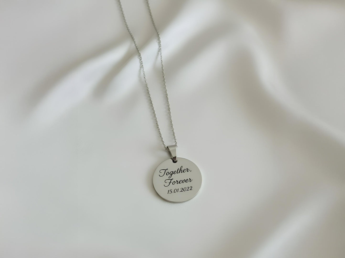 Personalized Photo and Text Necklace | Minimalist Pendant Gift for Her | Couple Jewelry for Anniversary