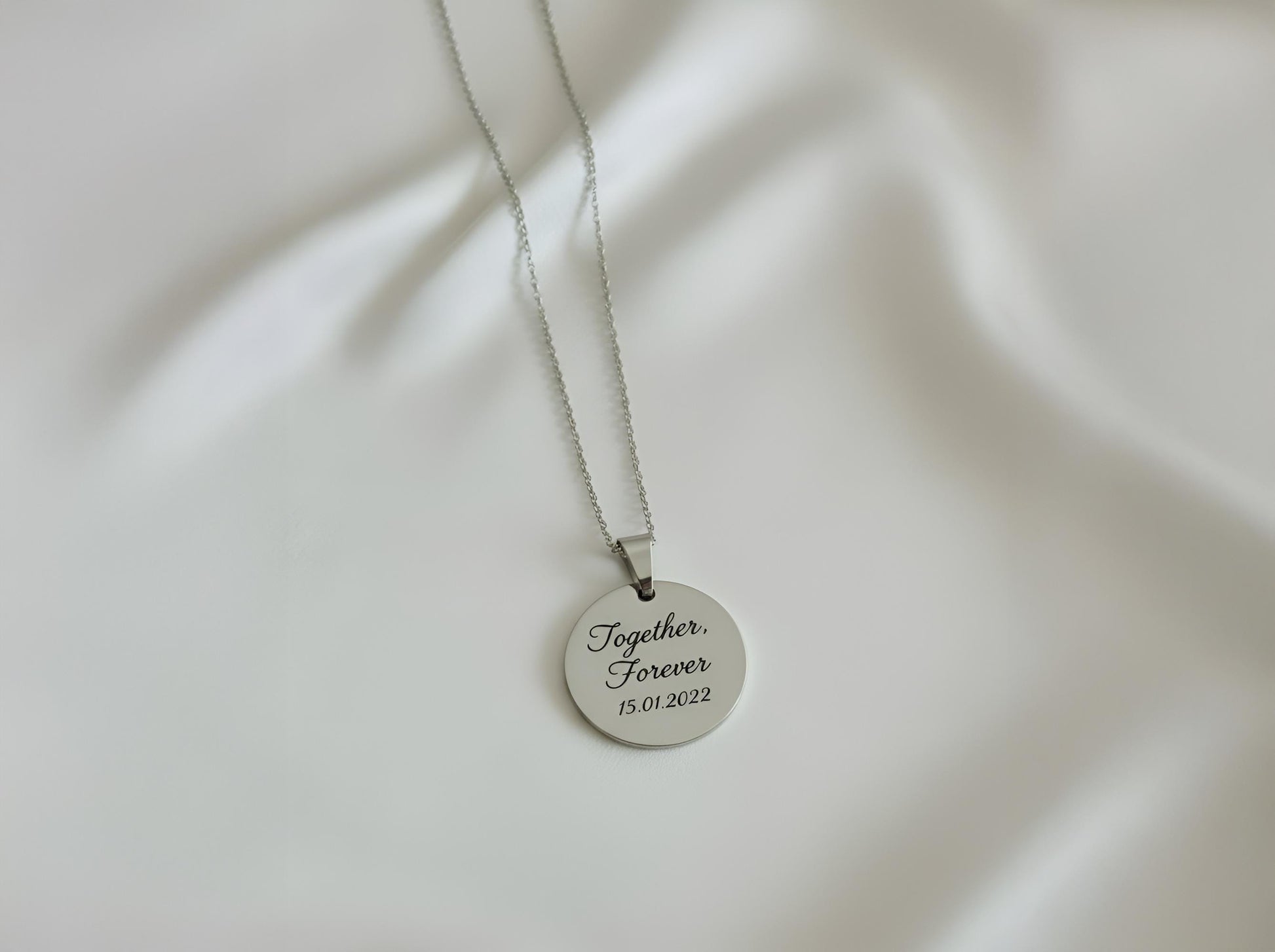 Personalized Photo and Text Necklace | Minimalist Pendant Gift for Her | Couple Jewelry for Anniversary