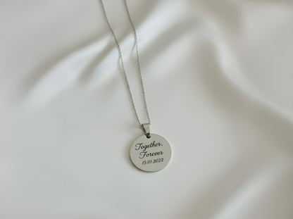 Personalized Photo and Text Necklace | Minimalist Pendant Gift for Her | Couple Jewelry for Anniversary