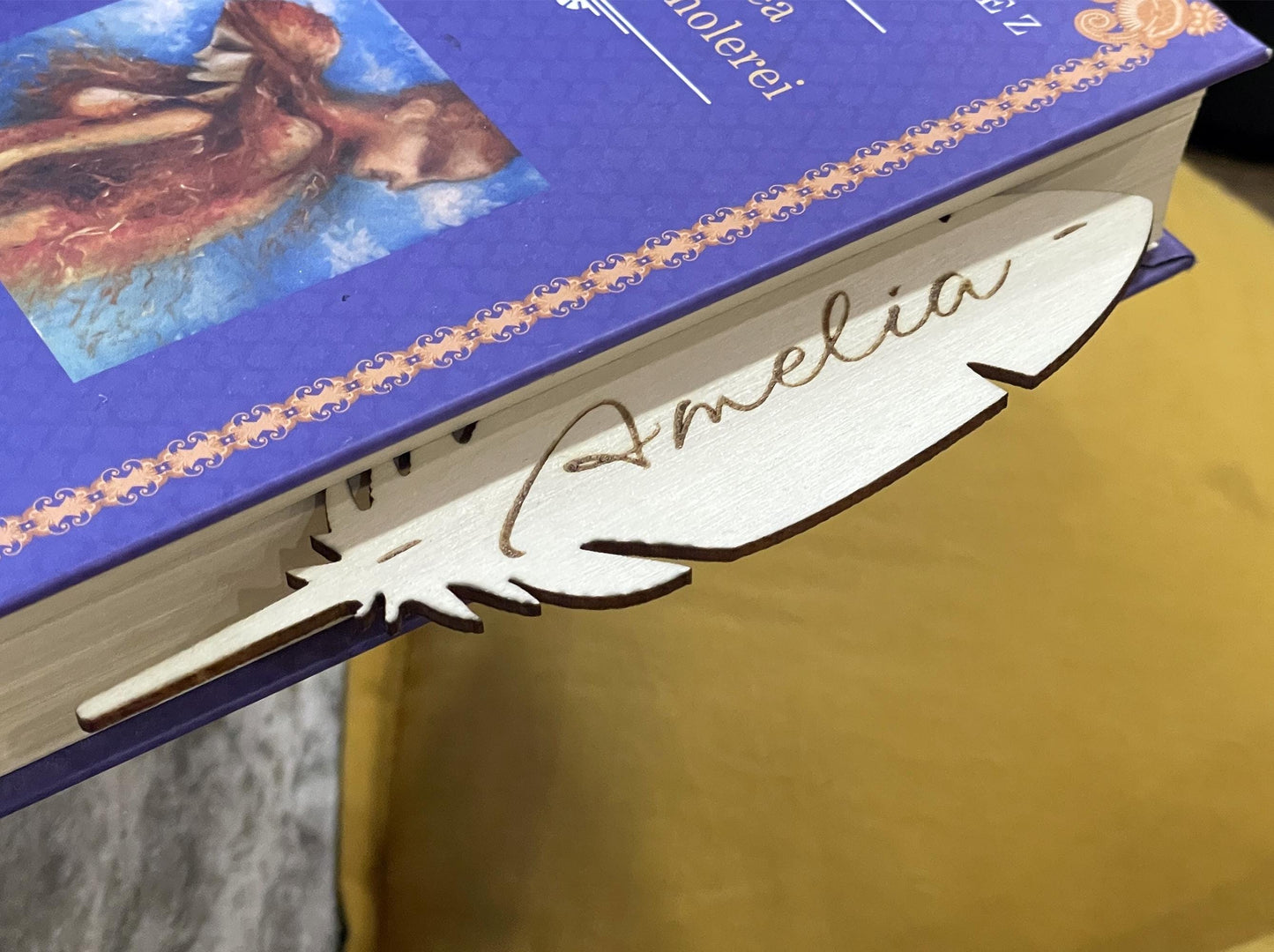 Personalized Wooden Feather Bookmark | Custom Name Engraved | Gift for Readers