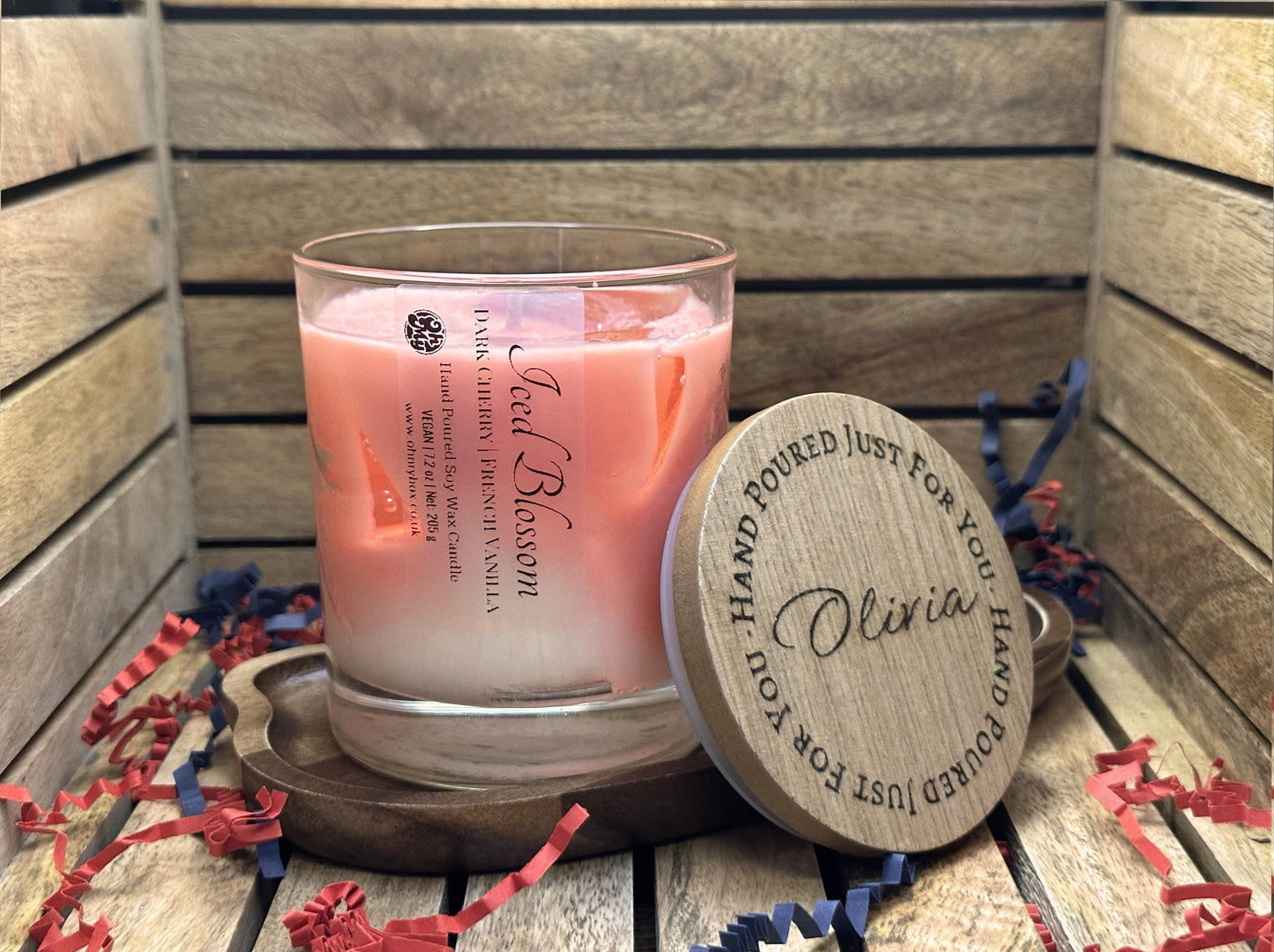 Iced Blossom Luxury Candle | Personalized Engraved Lid | Hand-poured Vegan Soy Wax