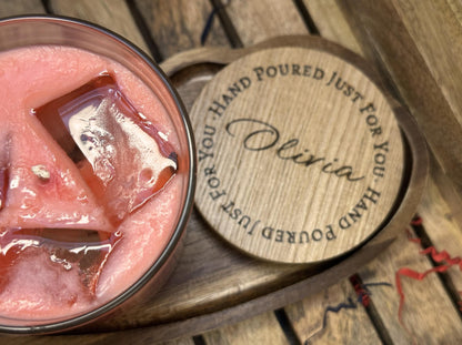 Iced Blossom Luxury Candle | Personalized Engraved Lid | Hand-poured Vegan Soy Wax