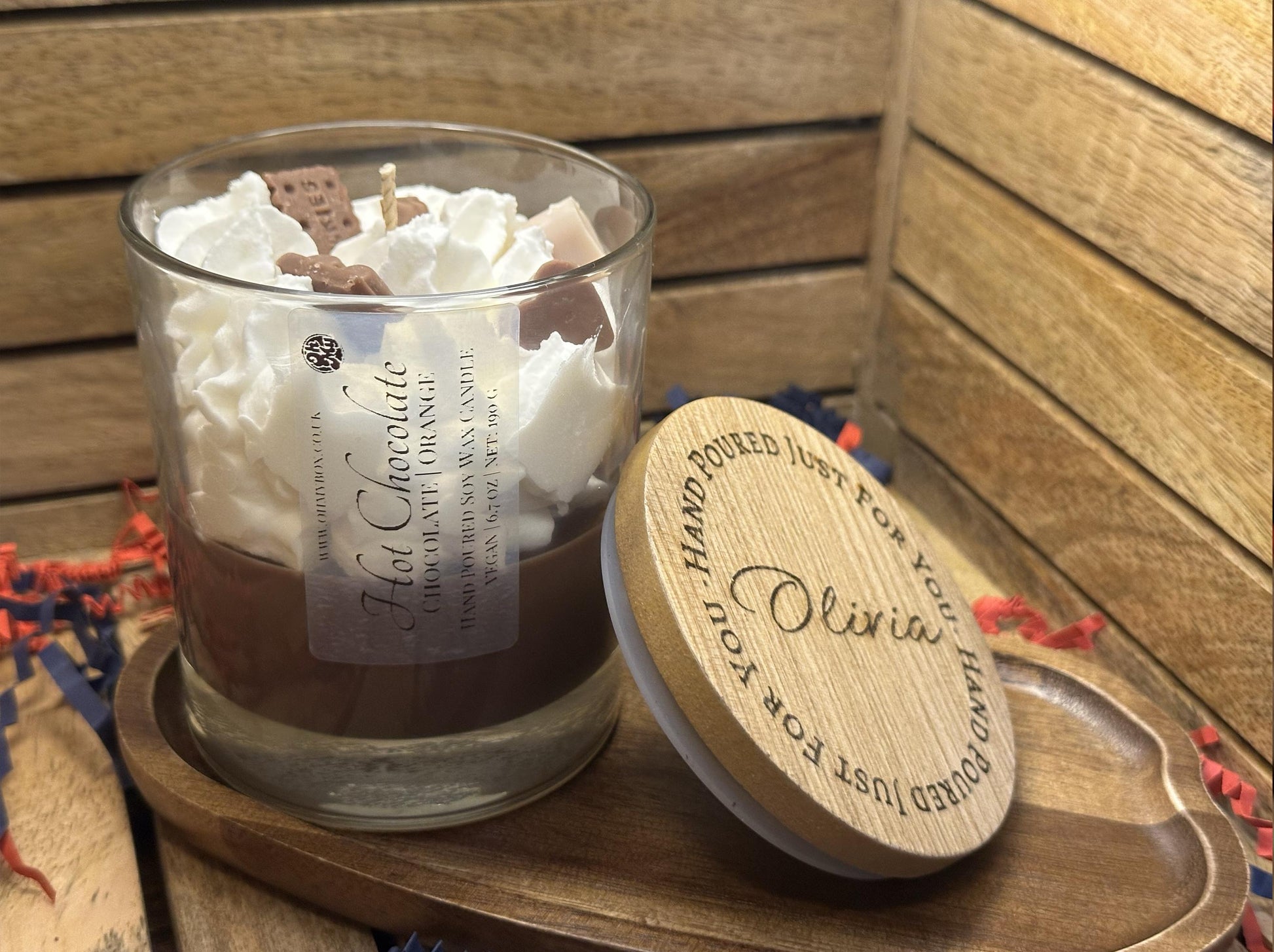 Hot Chocolate Luxury Candle | Personalized Engraved Lid | Hand-poured Vegan Soy Wax |
