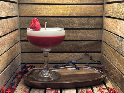 Strawberry Daiquiri Cocktail Luxury Candle | Miniature Reusable Cocktail Glass | Hand-poured Vegan Soy Wax |