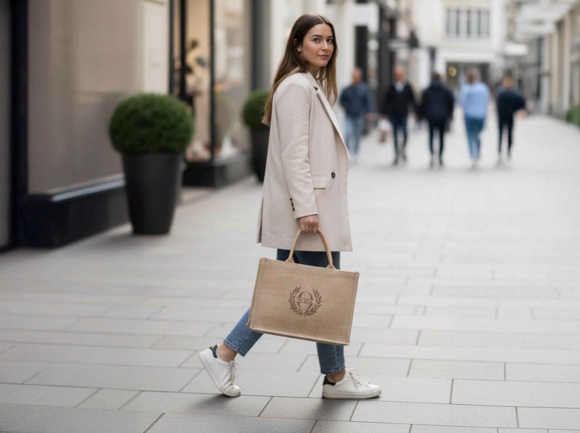 Personalised Jute Tote Bag with Custom Name Monogram | Eco-Friendly Gift for Her