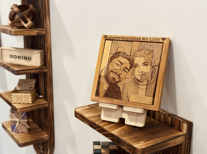 Custom Engraved Wooden Photo Puzzle | Personalized Wood Portrait