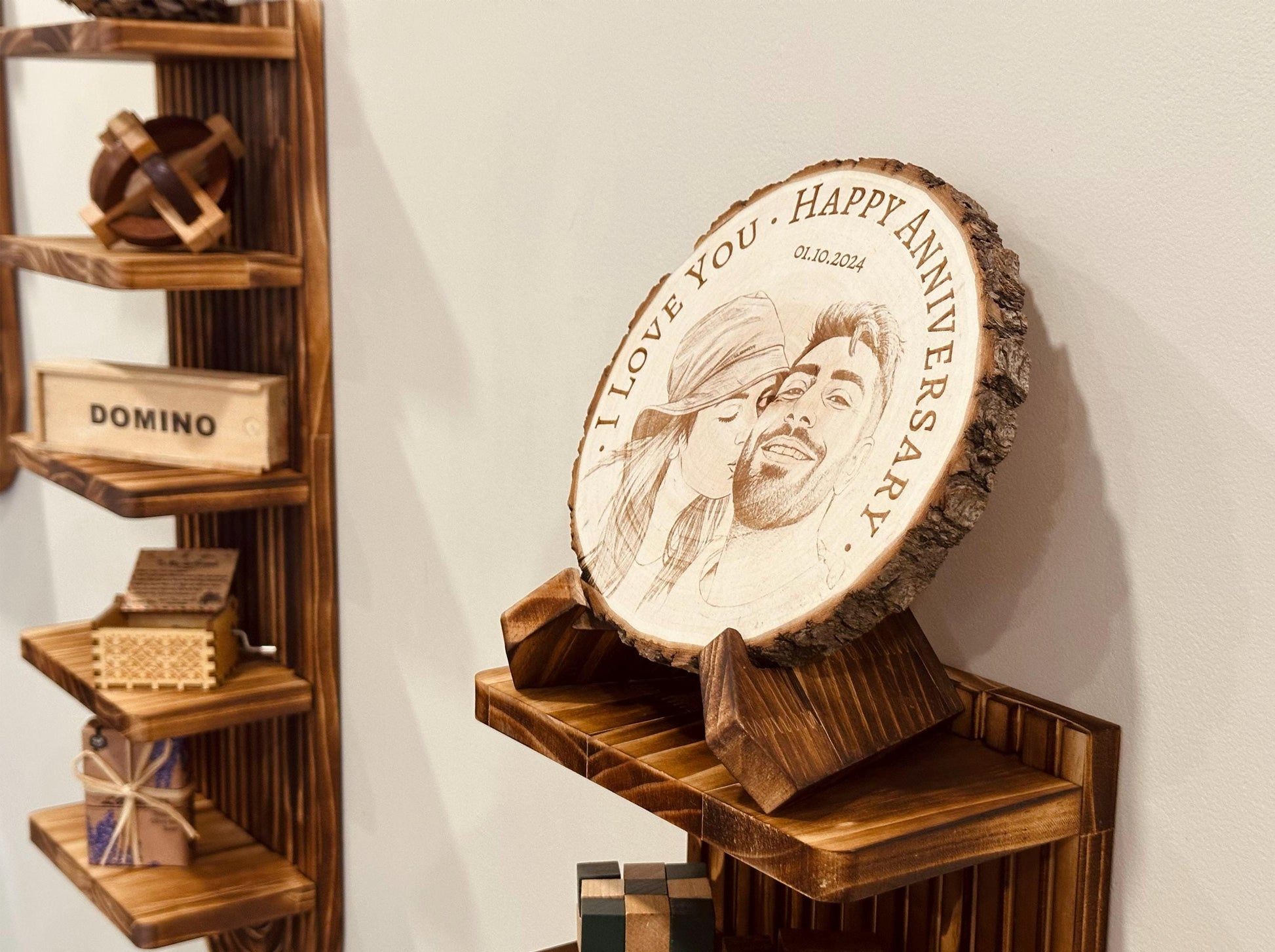 Custom Engraved Wood Slice | Rustic Handmade Pine Wood Keepsake | Personalized Photo & Text