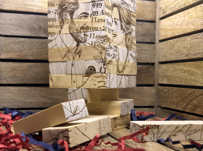 Personalized Photo Tumbling Tower Puzzle | Engraved Wooden Keepsake