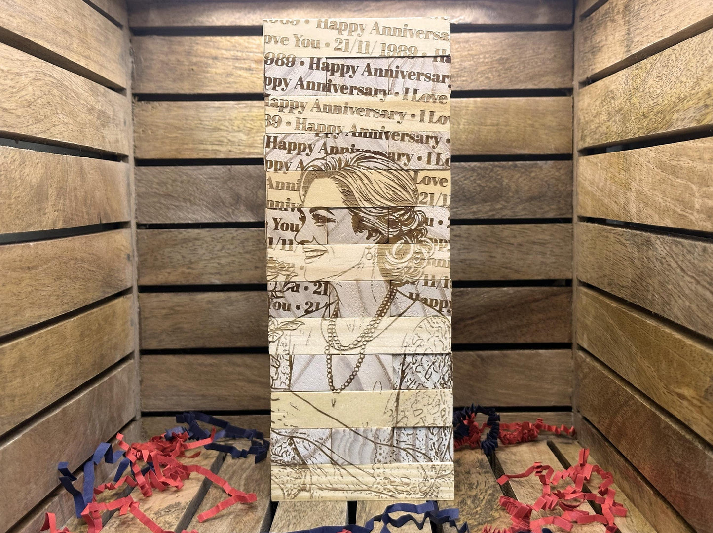 Personalized Photo Tumbling Tower Puzzle | Engraved Wooden Keepsake
