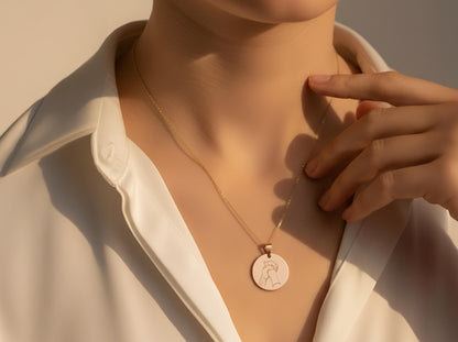 Personalized Photo and Text Necklace | Minimalist Pendant Gift for Her | Couple Jewelry for Anniversary