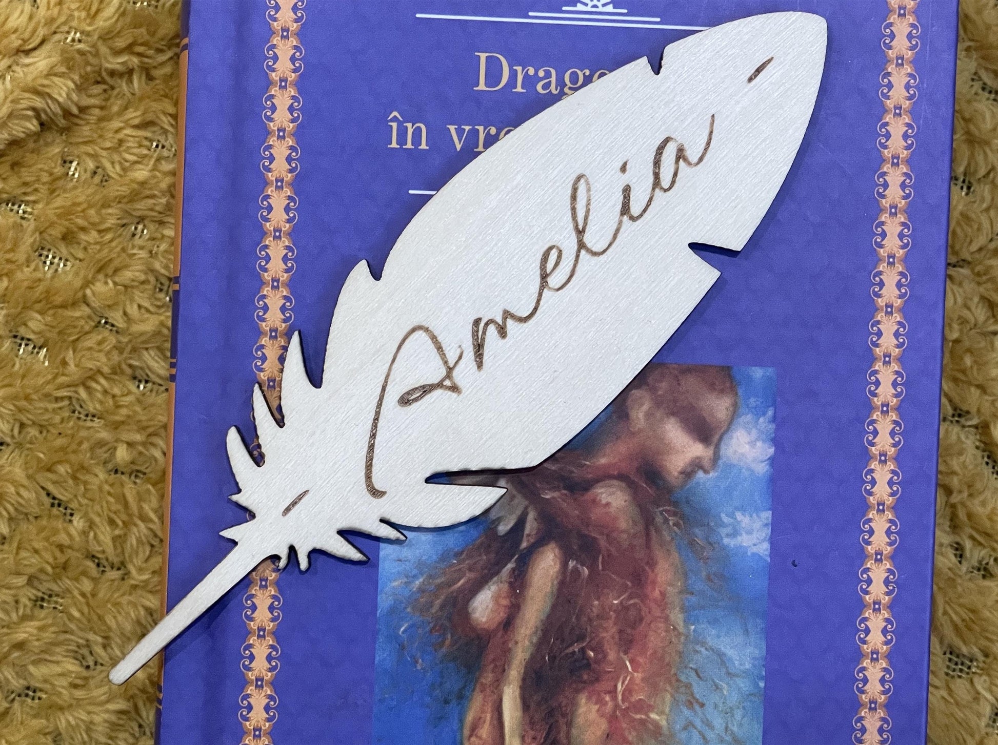 Personalized Wooden Feather Bookmark | Custom Name Engraved | Gift for Readers
