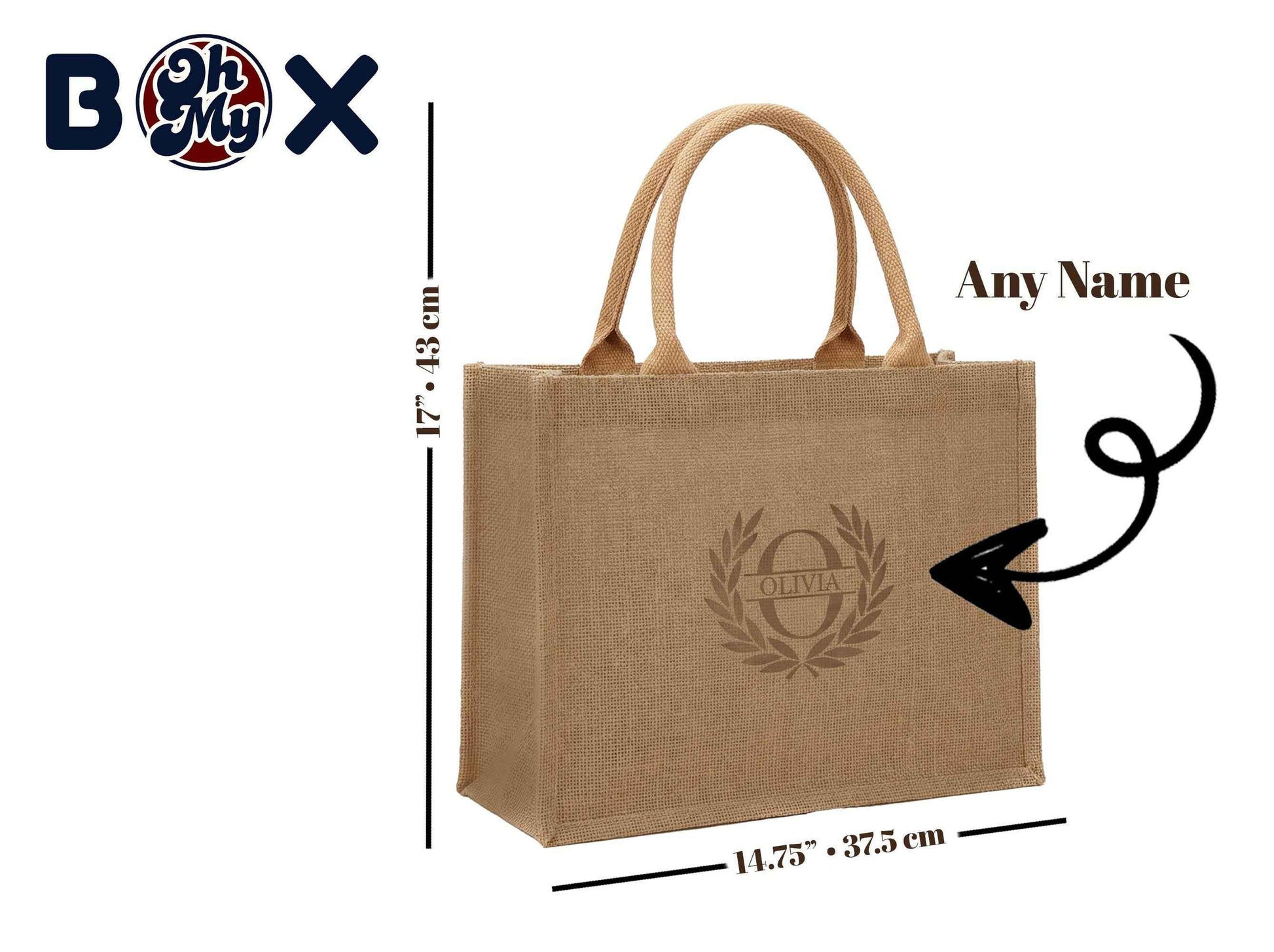 Personalised Jute Tote Bag with Custom Name Monogram | Eco-Friendly Gift for Her