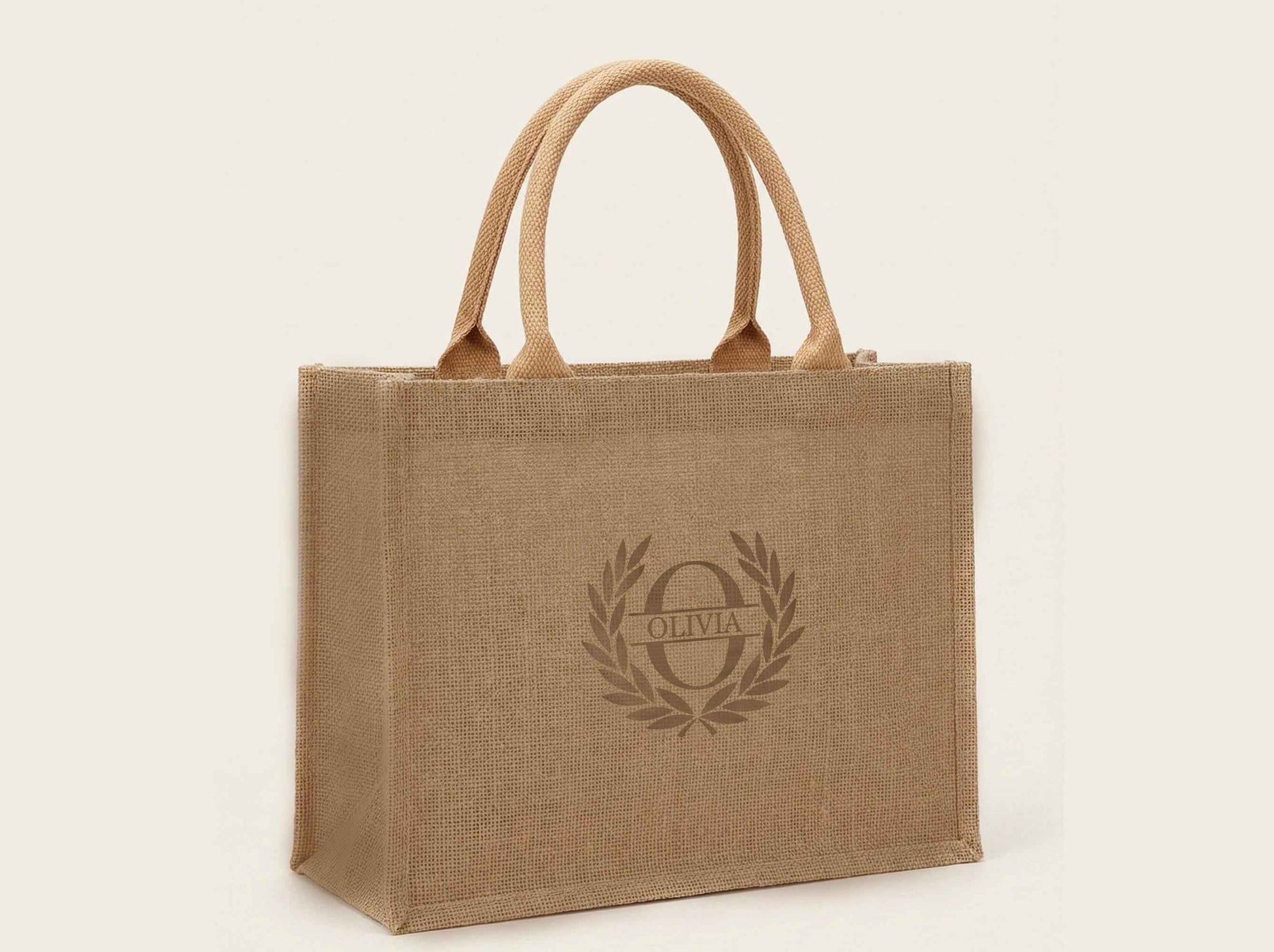 Personalised Jute Tote Bag with Custom Name Monogram | Eco-Friendly Gift for Her