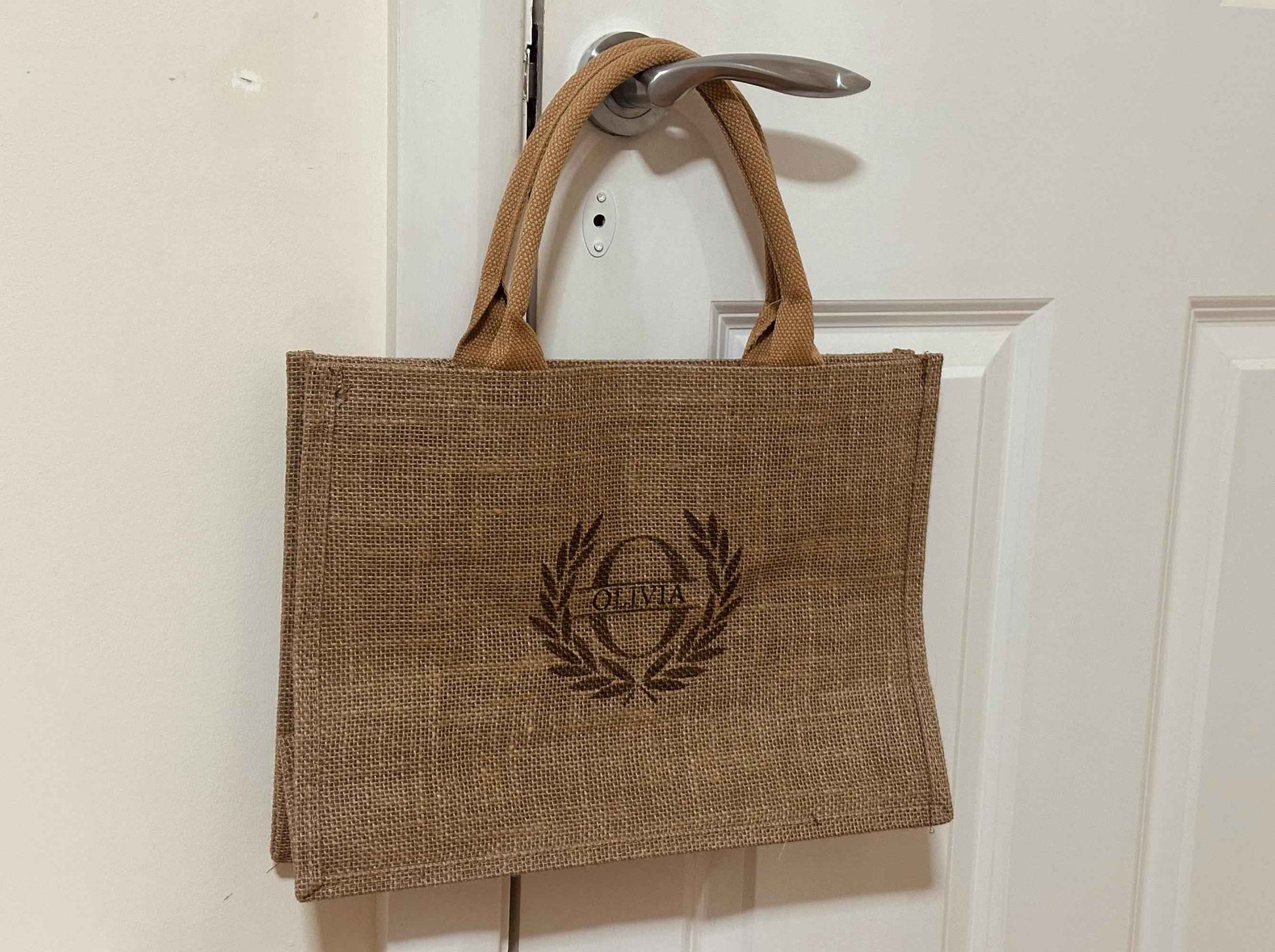 Personalised Jute Tote Bag with Custom Name Monogram | Eco-Friendly Gift for Her