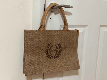 Personalised Jute Tote Bag with Custom Name Monogram | Eco-Friendly Gift for Her