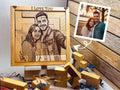 Personalized Wooden Photo Puzzle | Custom Engraved Basswood Keepsake (12.4x12.4 cm)