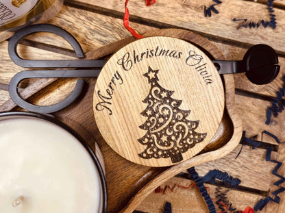 Personalised Christmas Scented Candle Gift Set with Chocolates, Custom Name Engraved on the Lid, Gift For Her