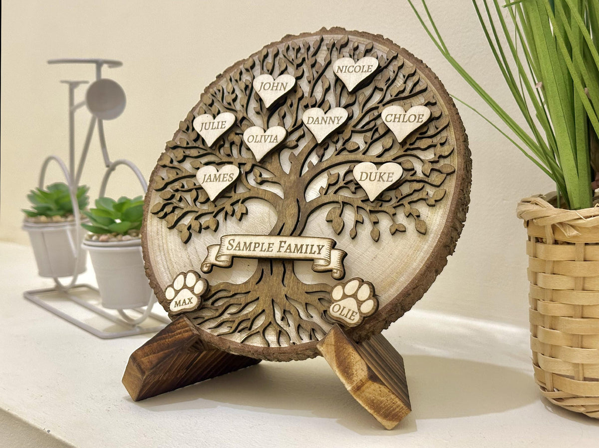 Family Tree Wood Slice Plaque