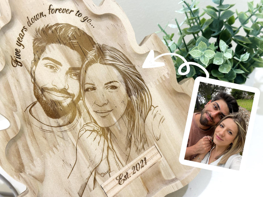 Custom Photo Engraved Wood Leaf | Personalized Sign | Anniversary Gift