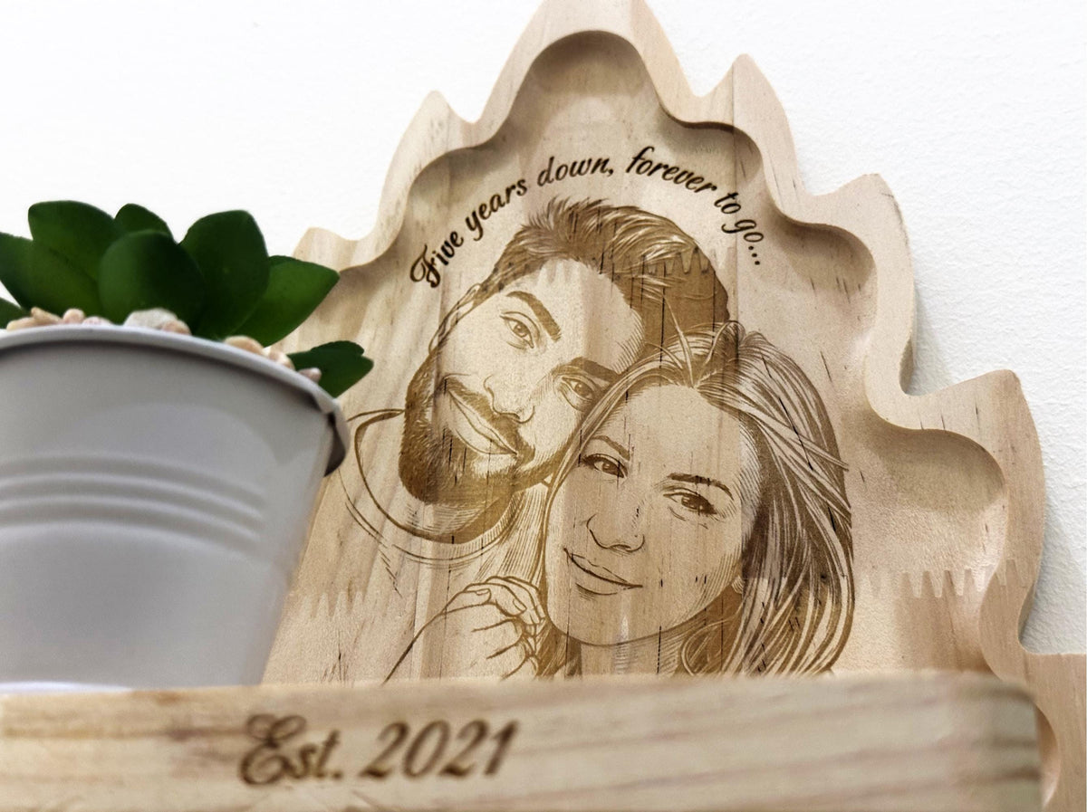 Custom Photo Engraved Wood Leaf | Personalized Sign | Anniversary Gift