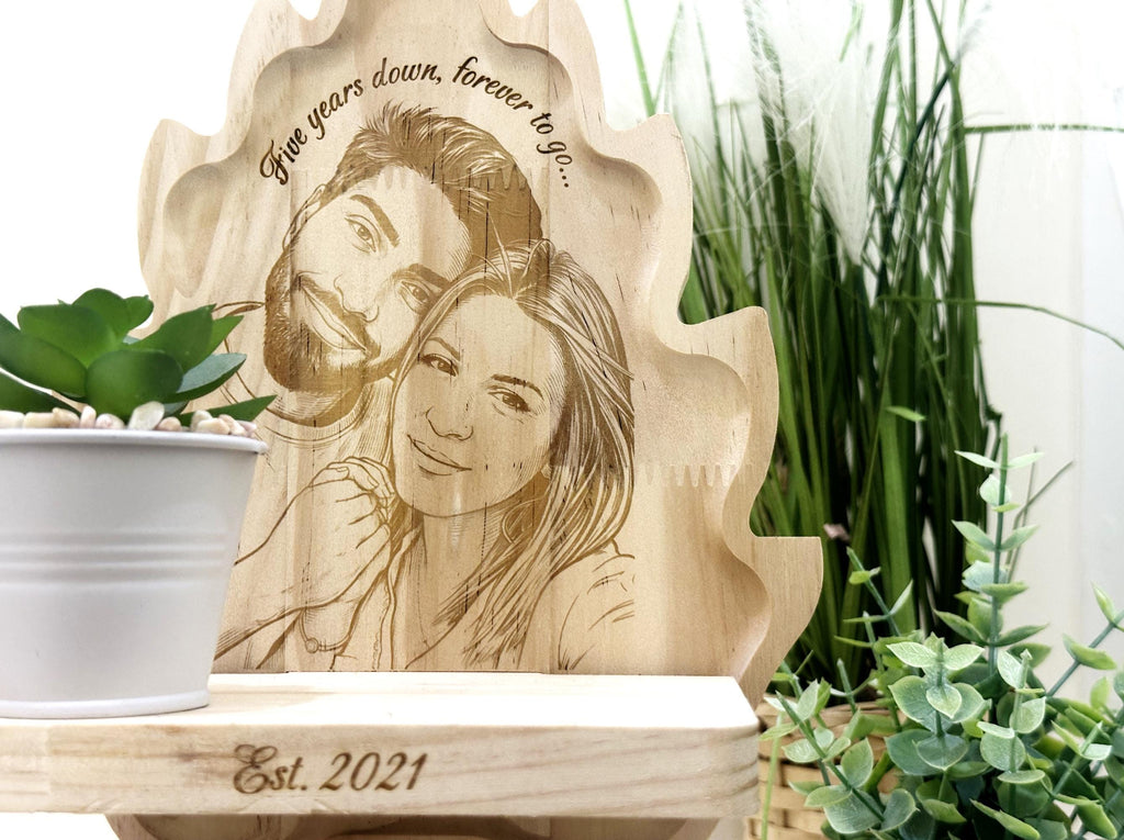 Custom Photo Engraved Wood Leaf | Personalized Sign | Anniversary Gift