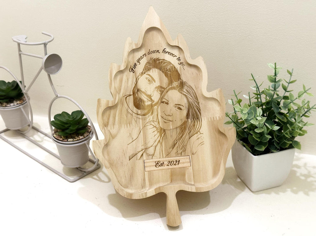Custom Photo Engraved Wood Leaf | Personalized Sign | Anniversary Gift