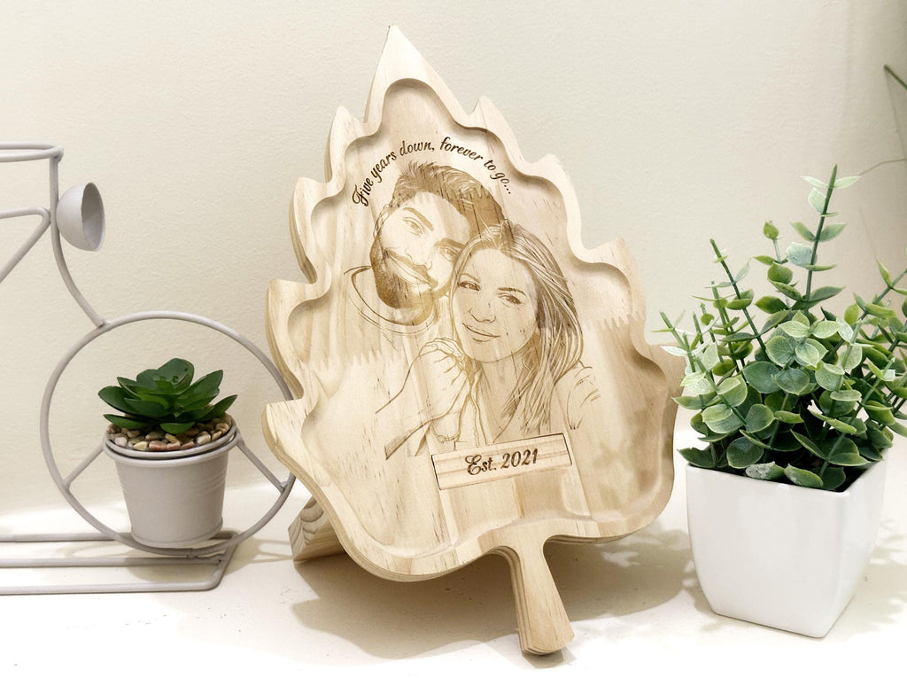 Custom Photo Engraved Wood Leaf | Personalized Sign | Anniversary Gift