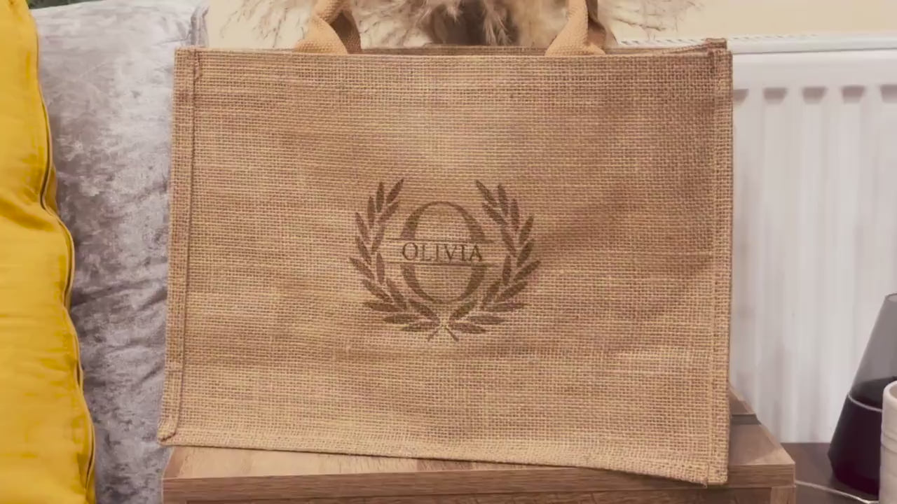 Personalised Jute Tote Bag with Custom Name Monogram | Eco-Friendly Gift for Her