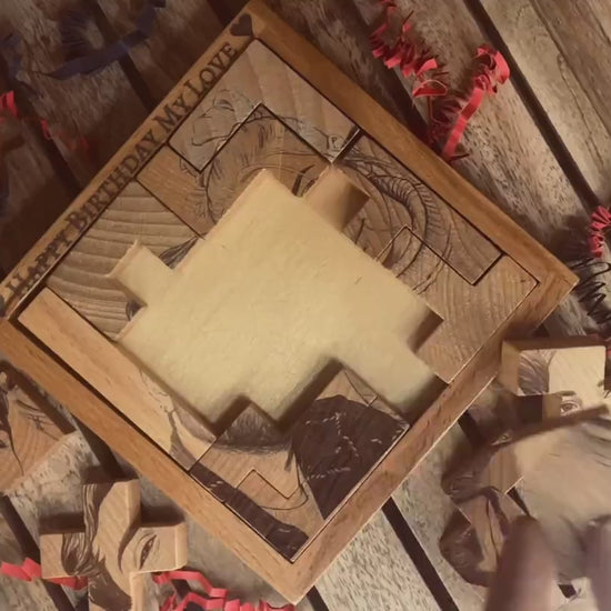 Custom Engraved Wooden Photo Puzzle | Personalized Wood Portrait Video