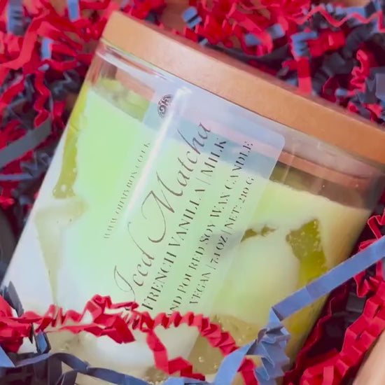 Iced Matcha Latte Candle Set | Engraved Lid, Vegan Soy Wax