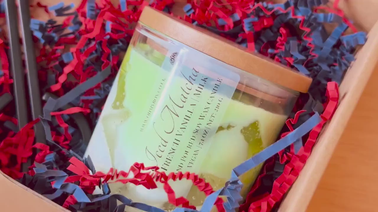 Iced Matcha Latte Candle Set | Engraved Lid, Vegan Soy Wax