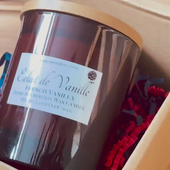 Personalized French Vanilla Soy Wax Candle Set | Engraved Lid