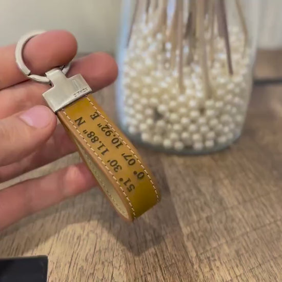Personalised Leather Keychain | Name, Date, Coordinates or Any Text Engraved